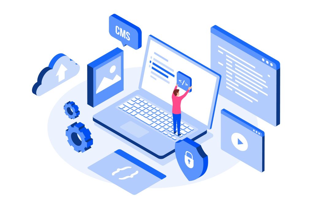 Visual showing a scalable custom website architecture next to a plugin 